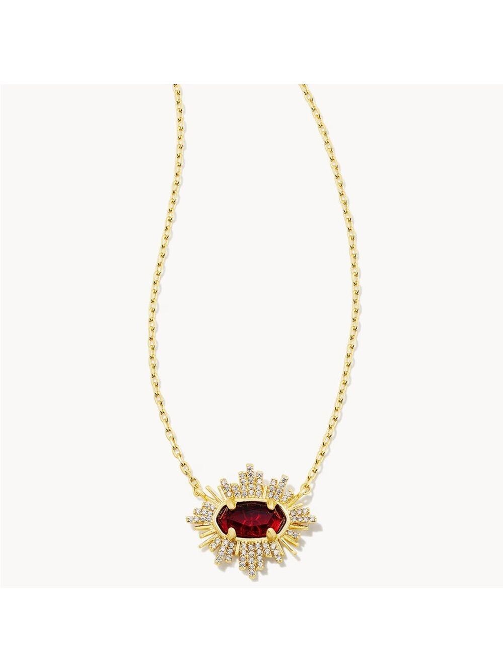 Kendra Scott Grayson Gold Sunburst Frame Pendant Necklace New